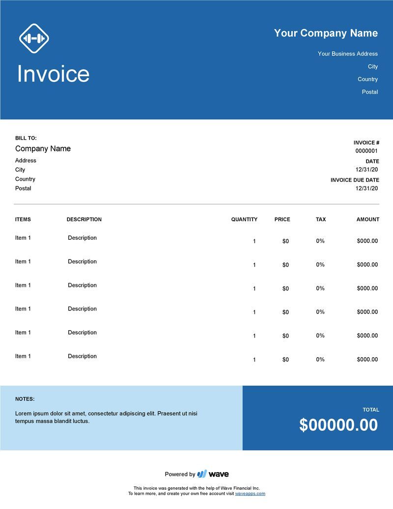 Personal Trainer Invoice Template Free Download